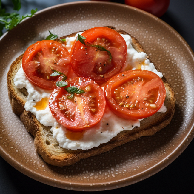 Image of Cottage Cheese and Tomato Basil Toast