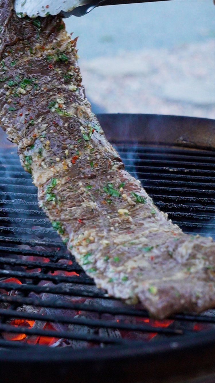 Image of On a screaming hot grill, put on your steak and...