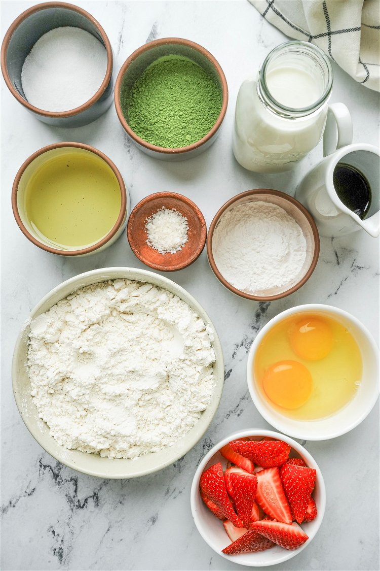 Image of In a large bowl, whisk together the flour, matcha powder,...