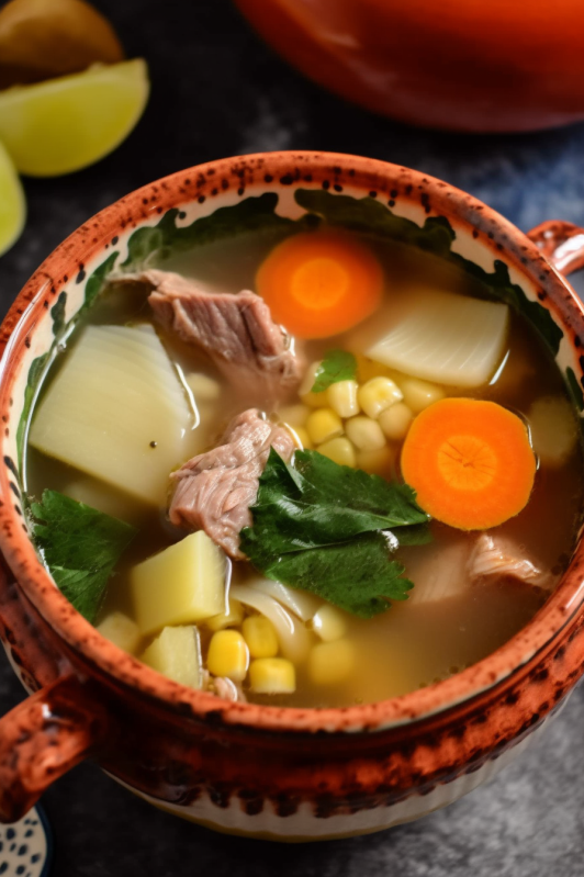 Image of Caldo de Res AKA Mexican Beef Soup with Vegetables and Flavorful Broth