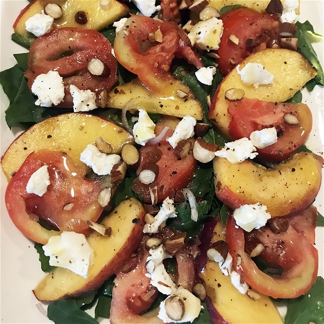 Image of Peach, Tomato and Arugula Salad