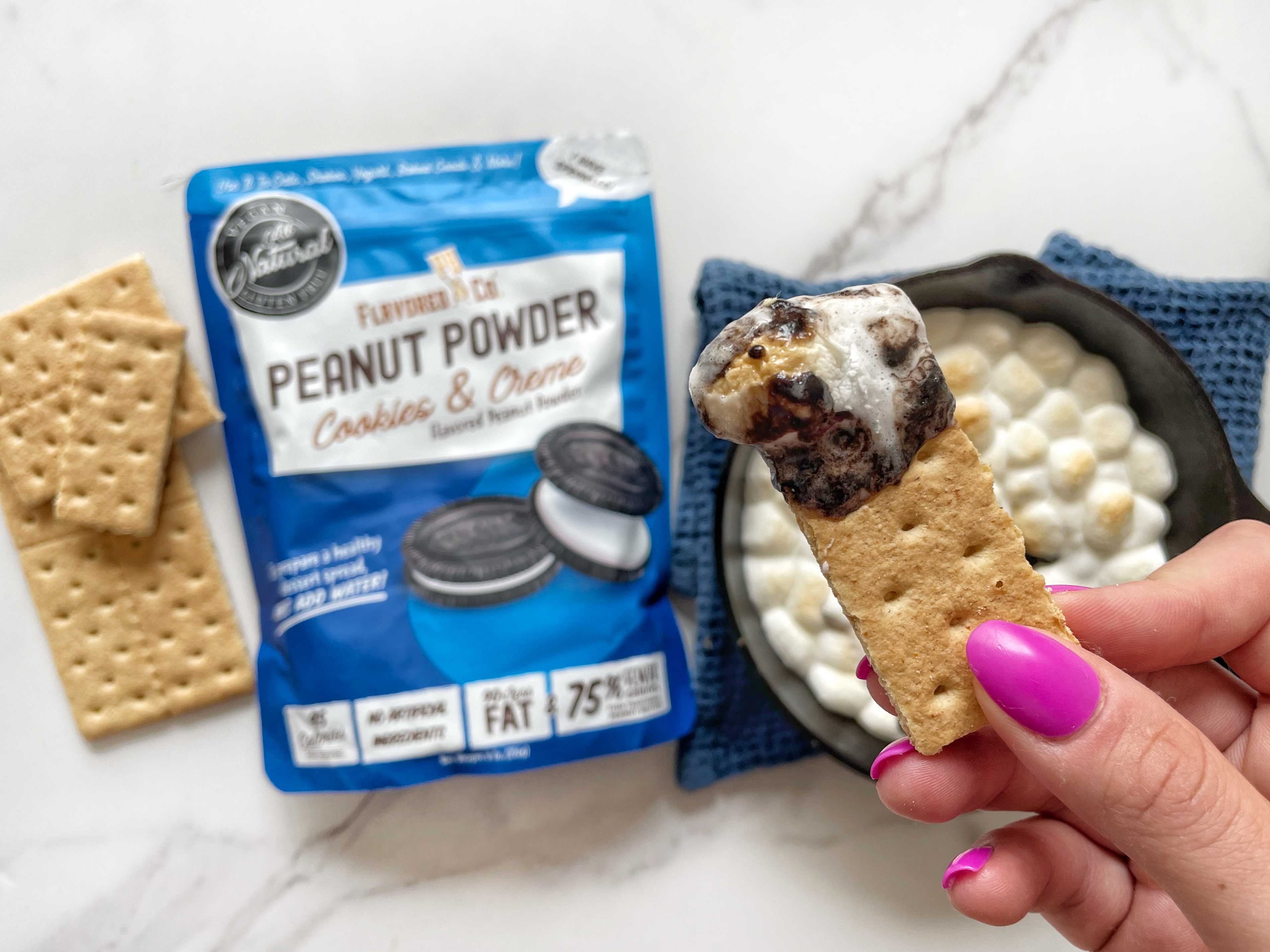 Image of Easy and Delicious Fall Snack– Low-calorie Cookies & Creme Peanut Butter S'Mores Dip