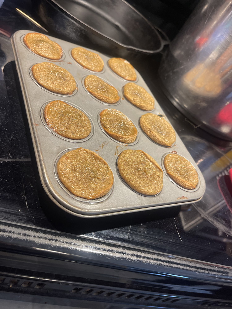 Image of Bake your muffins. Bake times will vary depending on the size but our tiny muffins took 9 minutes, regular size took 11, and large took 14 minutes. Toothpick test them and when it comes out mostly clean they're done. They'll...