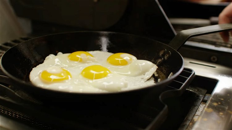 Image of Finally, fry four eggs to your liking, then assemble the...