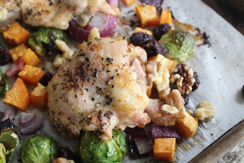 ONE PAN CHICKEN THIGHS WITH WINTER VEGETABLES