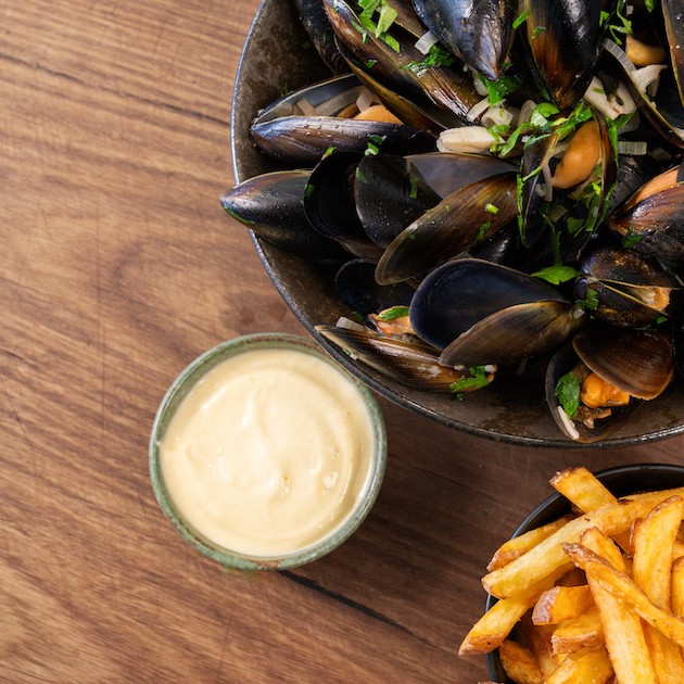 Moules Frites/Mussels with French Fries and Homemade Aioli - Larder Love