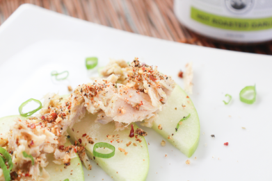 HOT ROASTED GARLIC CHICKEN SALAD AND APPLES