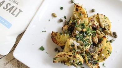 Image of ROASTED SUMMER SQUASH WITH CAPERS AND PEPITAS