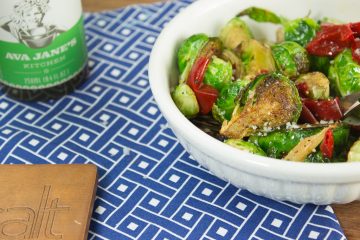 SEARED BRUSSELS SPROUTS WITH PEPPADEWS