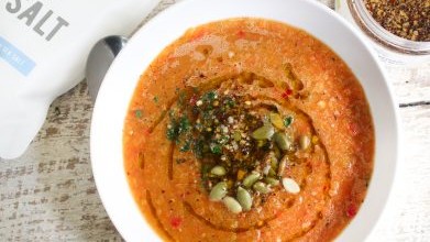 Image of ROASTED PEPPER AND WATERMELON GAZPACHO