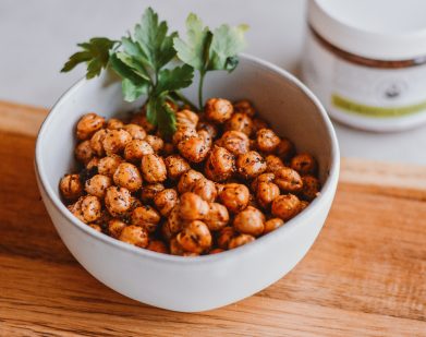 BBQ ROASTED CRUNCHY CHICKPEAS WITH HONEY GLAZE