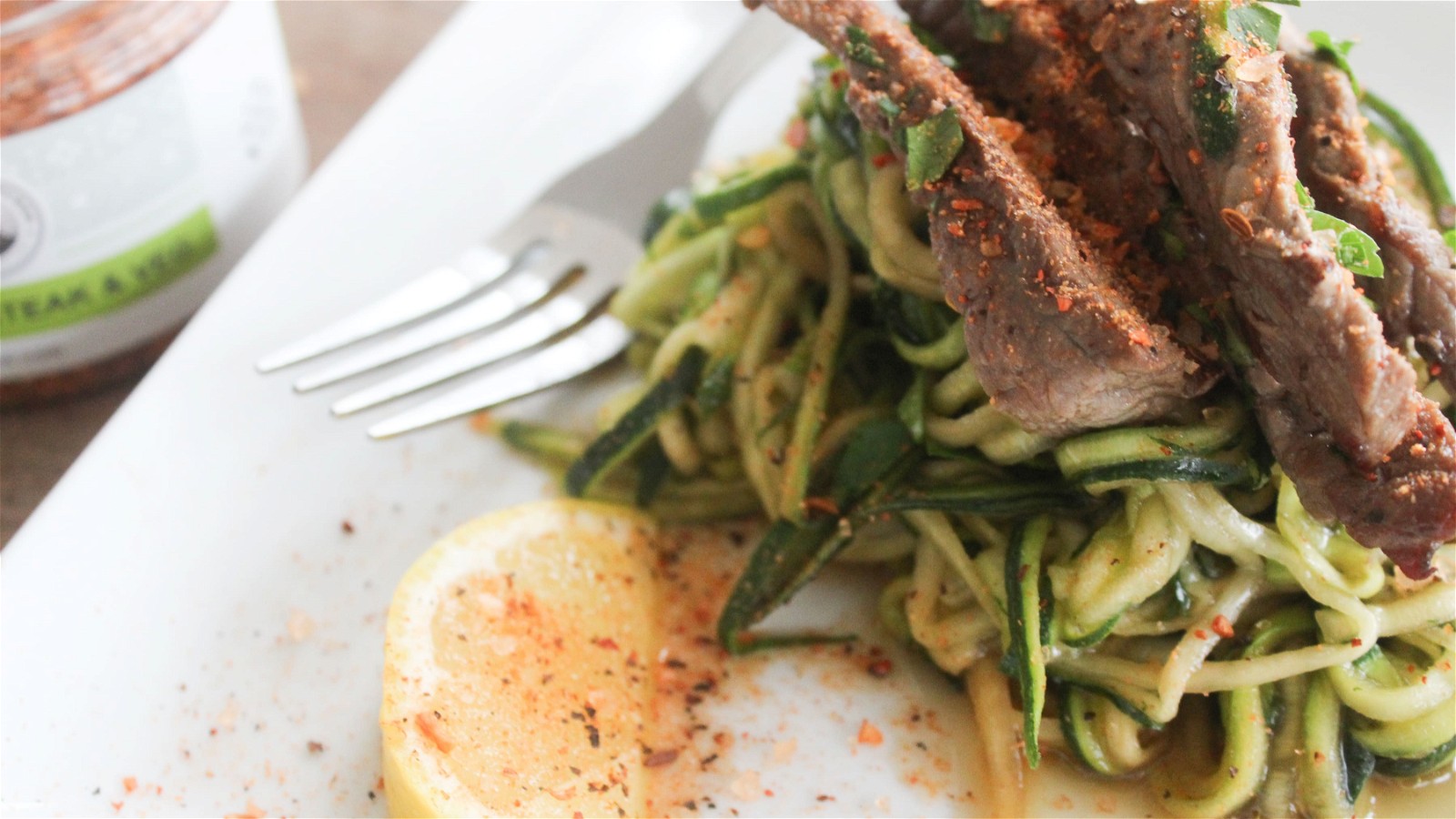 Image of LEMON GARLIC BUTTER STEAK WITH ZOODLES
