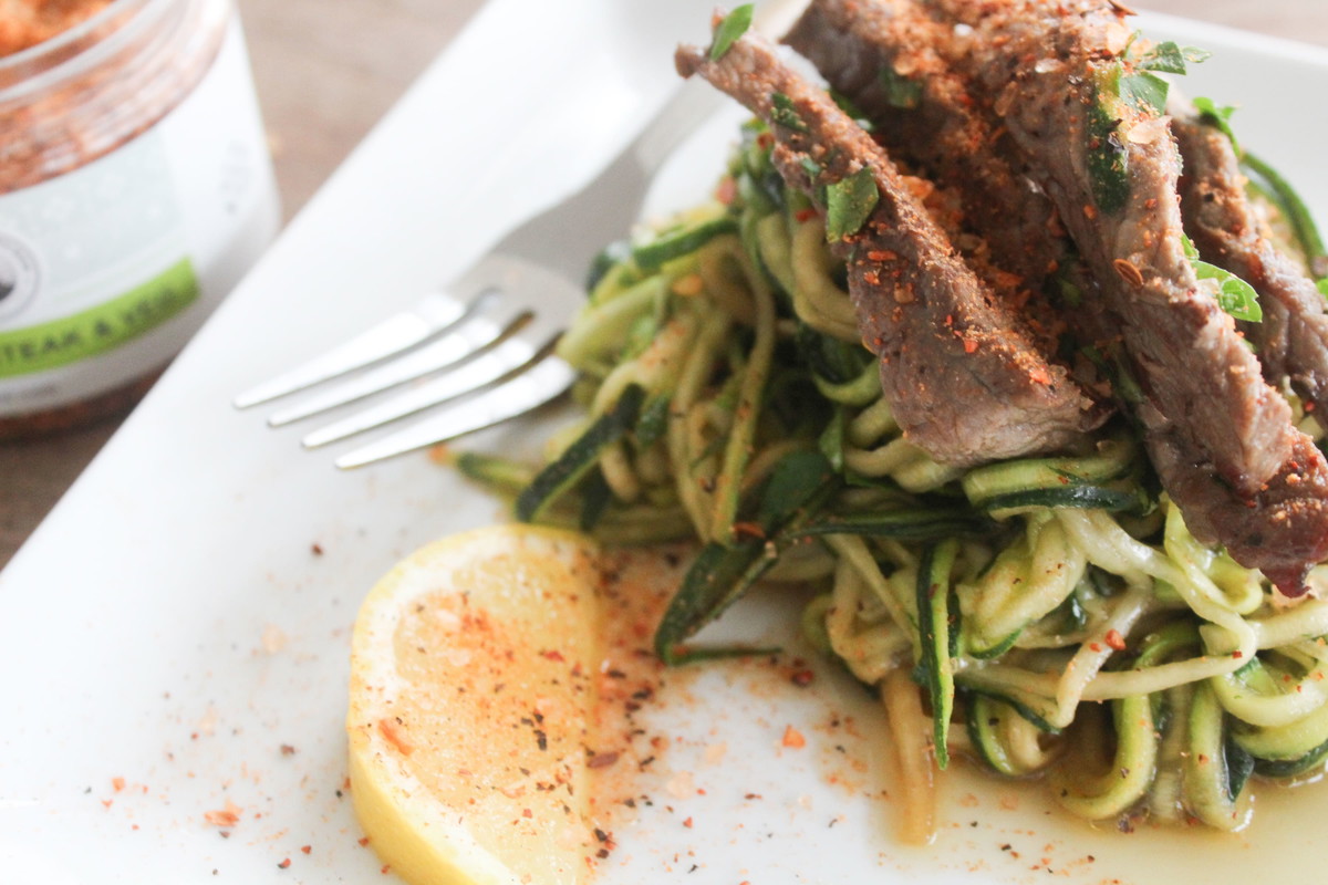 LEMON GARLIC BUTTER STEAK WITH ZOODLES