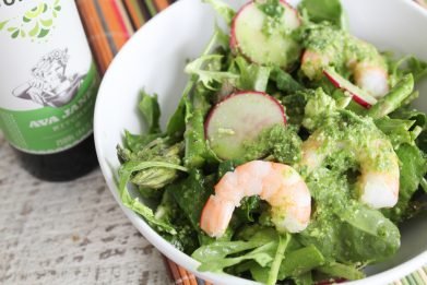 SPRING SHRIMP SALAD WITH LEMON BASIL DRESSING