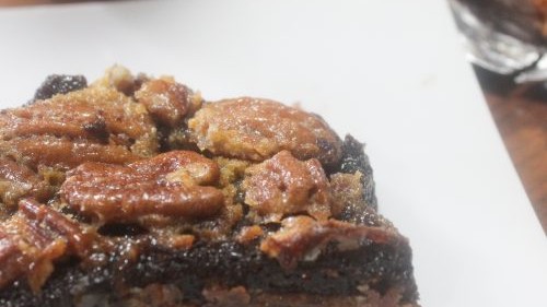 Image of CHOCOLATE HONEY PECAN SLAB PIE