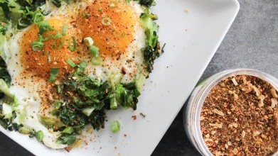 Image of SUNNY SIDE UP EGGS WITH GREENS