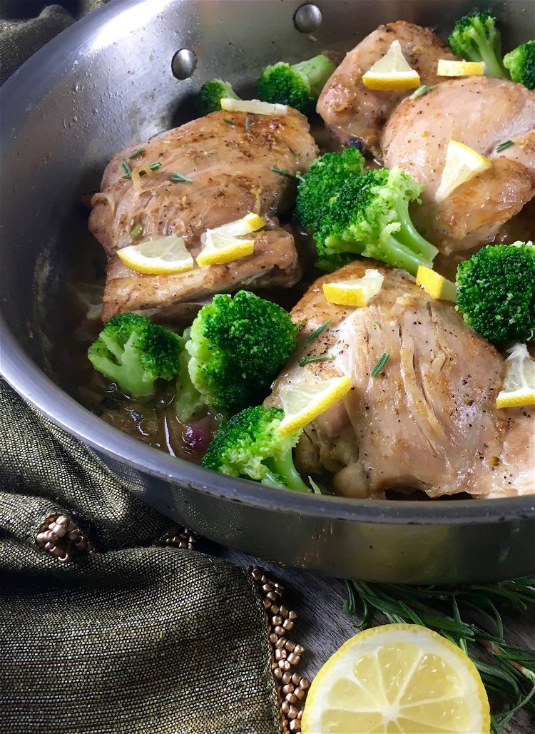 Image of Return chicken and its juices to the skillet, along with...