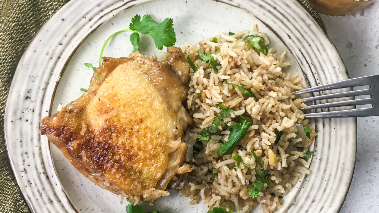 Image of Dutch Oven Chicken & Rice with Spicy Peanut Sauce