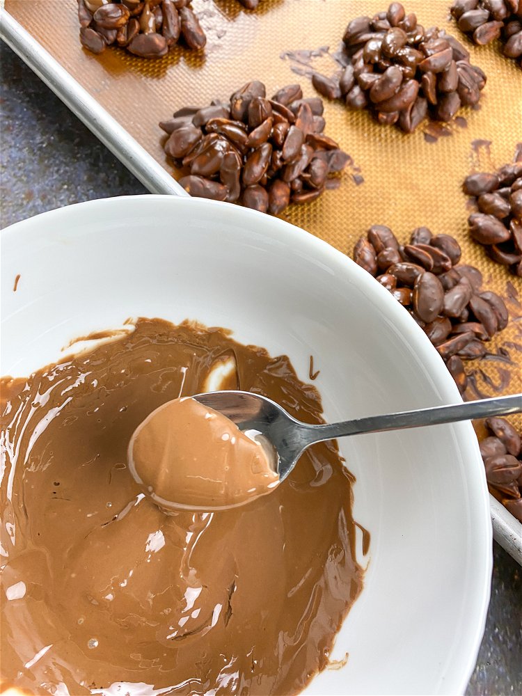 Image of Pour the milk chocolate chips into a microwave-safe bowl and...