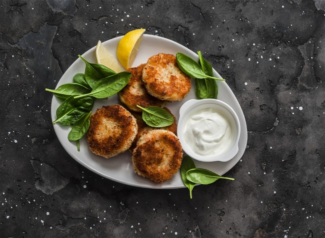Image of Salmon Cakes with Finishing Sauce
