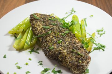 HERB CRUSTED CHICKEN WITH BRAISED CELERY