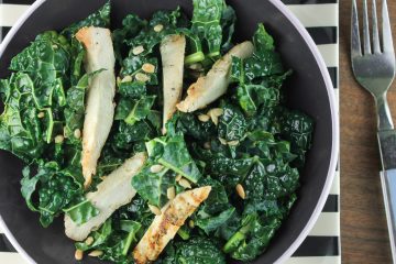 CHICKEN KALE SALAD WITH ORANGE BALSAMIC VINAIGRETTE