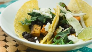 Image of ROASTED SWEET POTATO AND BLACK BEAN TACOS