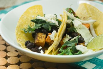 ROASTED SWEET POTATO AND BLACK BEAN TACOS