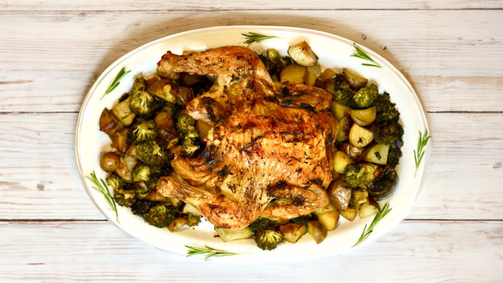Image of Whole Roasted Chicken with Lemon & Rosemary Potatoes