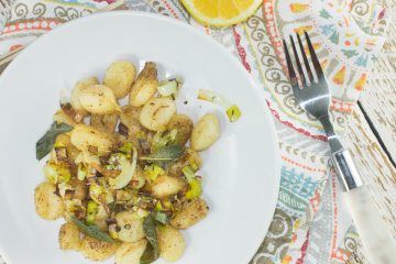 BROWNED BUTTER LEMON GNOCCHI WITH FRIED LEEKS AND SAGE