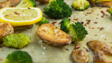 Image of LEMON ROASTED BROCCOLI AND FINGERLING POTATOES