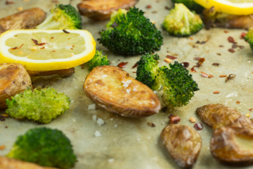 LEMON ROASTED BROCCOLI AND FINGERLING POTATOES