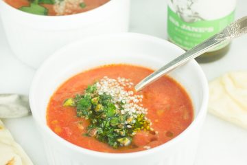 CREAMY TOMATO SOUP WITH PISTACHIO GREMOLATA