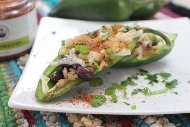 CHICKEN AND BLACK BEAN STUFFED PEPPERS
