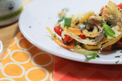 ROASTED DELICATA SQUASH WITH ONIONS AND PEPPERS