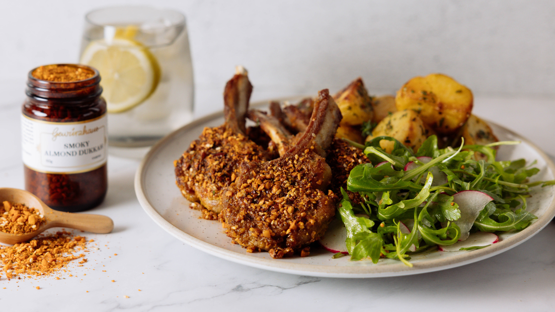 Image of Smoky Almond Dukkah Crusted Lamb Cutlets