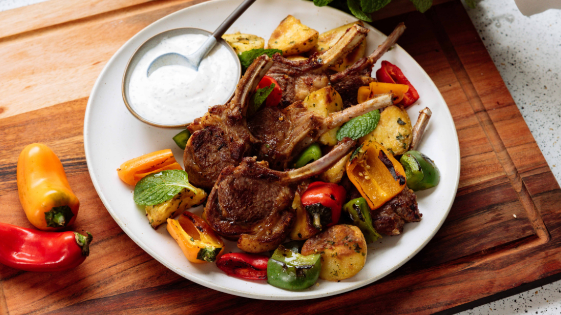 Image of Harissa Lamb Cutlets with Minted Yoghurt