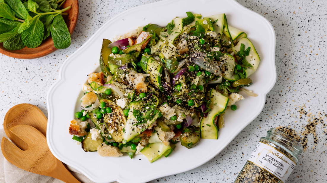 Image of Warm Zucchini Salad with Everything Bagel Blend