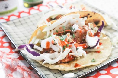 LOS MUERTOS FISH TACOS WITH GARLIC LIME SAUCE