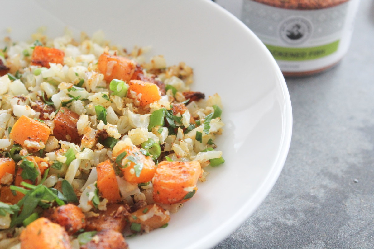 ROASTED SQUASH CAULIFLOWER RICE WITH BACON