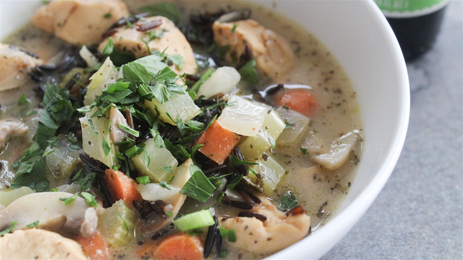 Image of CHICKEN AND MUSHROOM WILD RICE SOUP