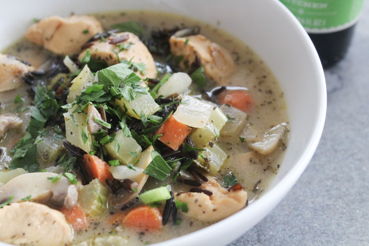 CHICKEN AND MUSHROOM WILD RICE SOUP