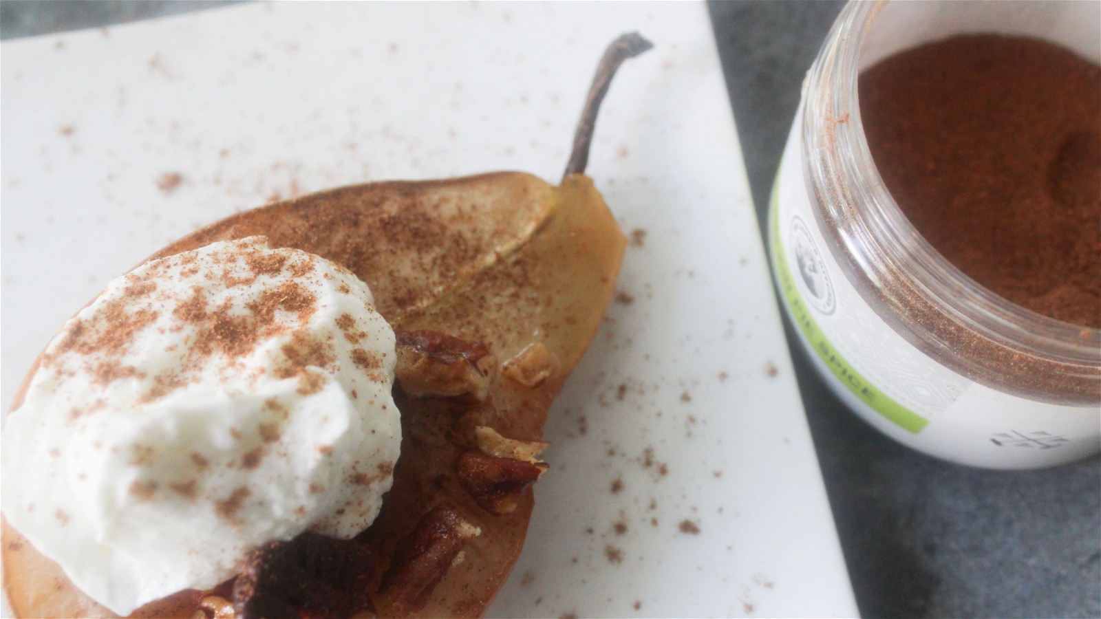 Image of HONEY PUMPKIN SPICED BAKED PEARS WITH MAPLE YOGURT