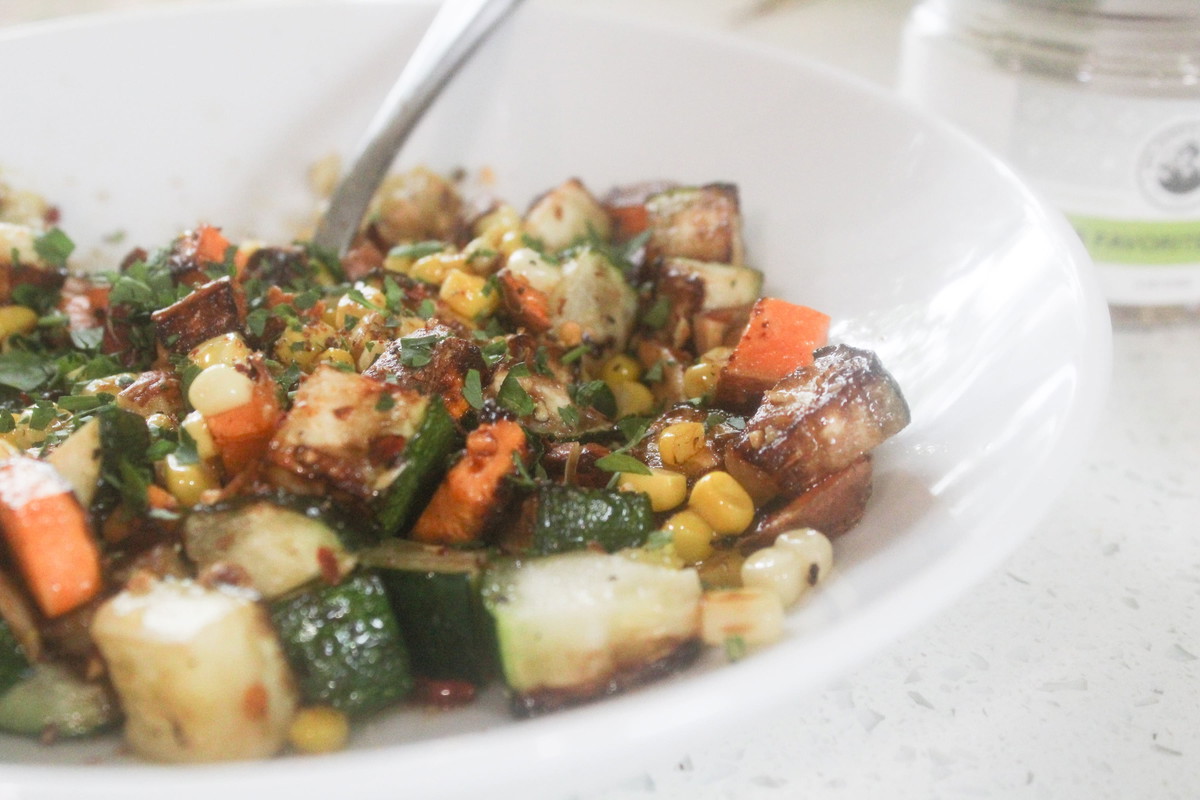 SUMMER ZUCCHINI AND SWEET POTATO SKILLET