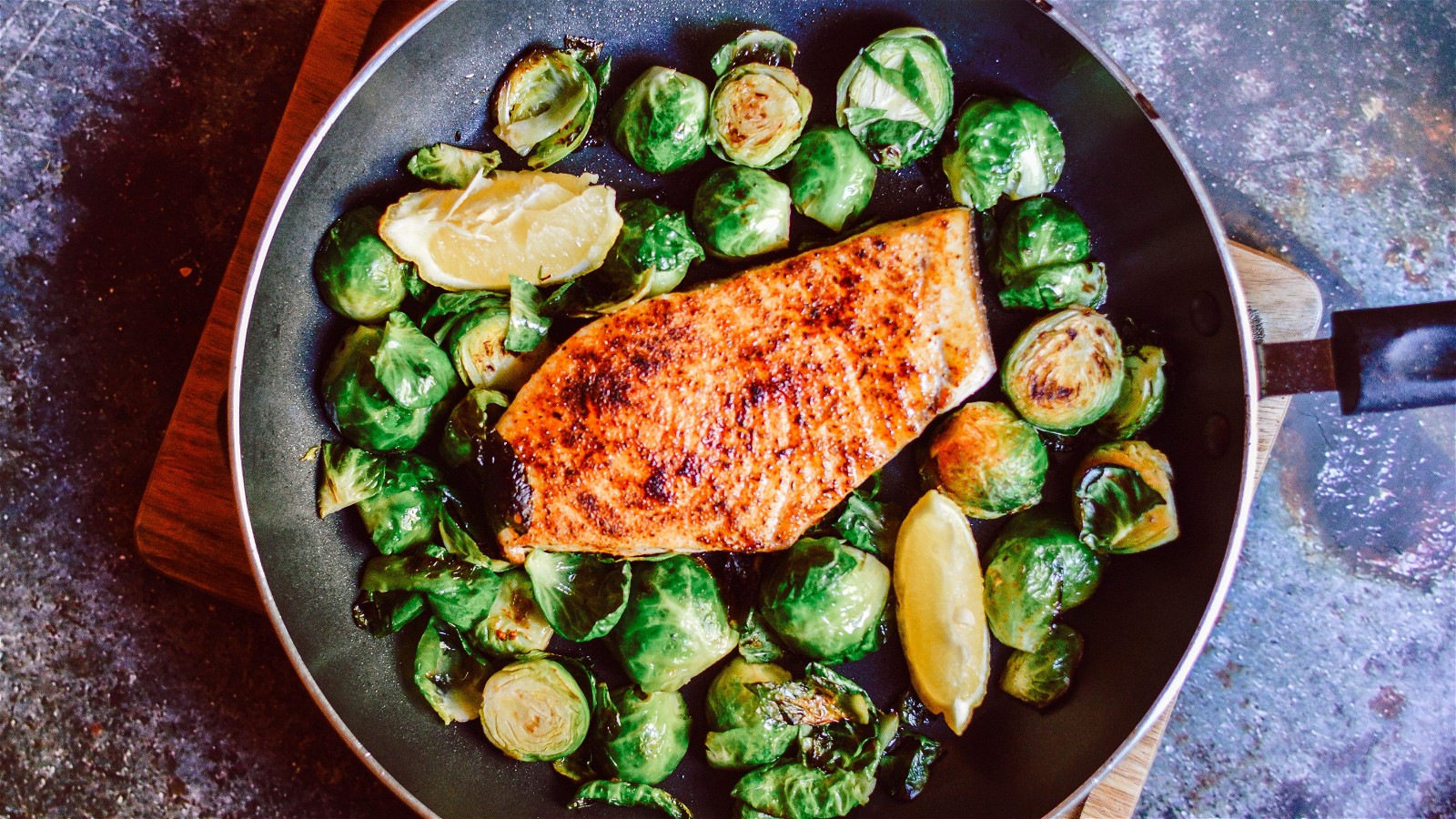 Image of BLACKENED SWORDFISH WITH SEARED BRUSSELS SPROUTS