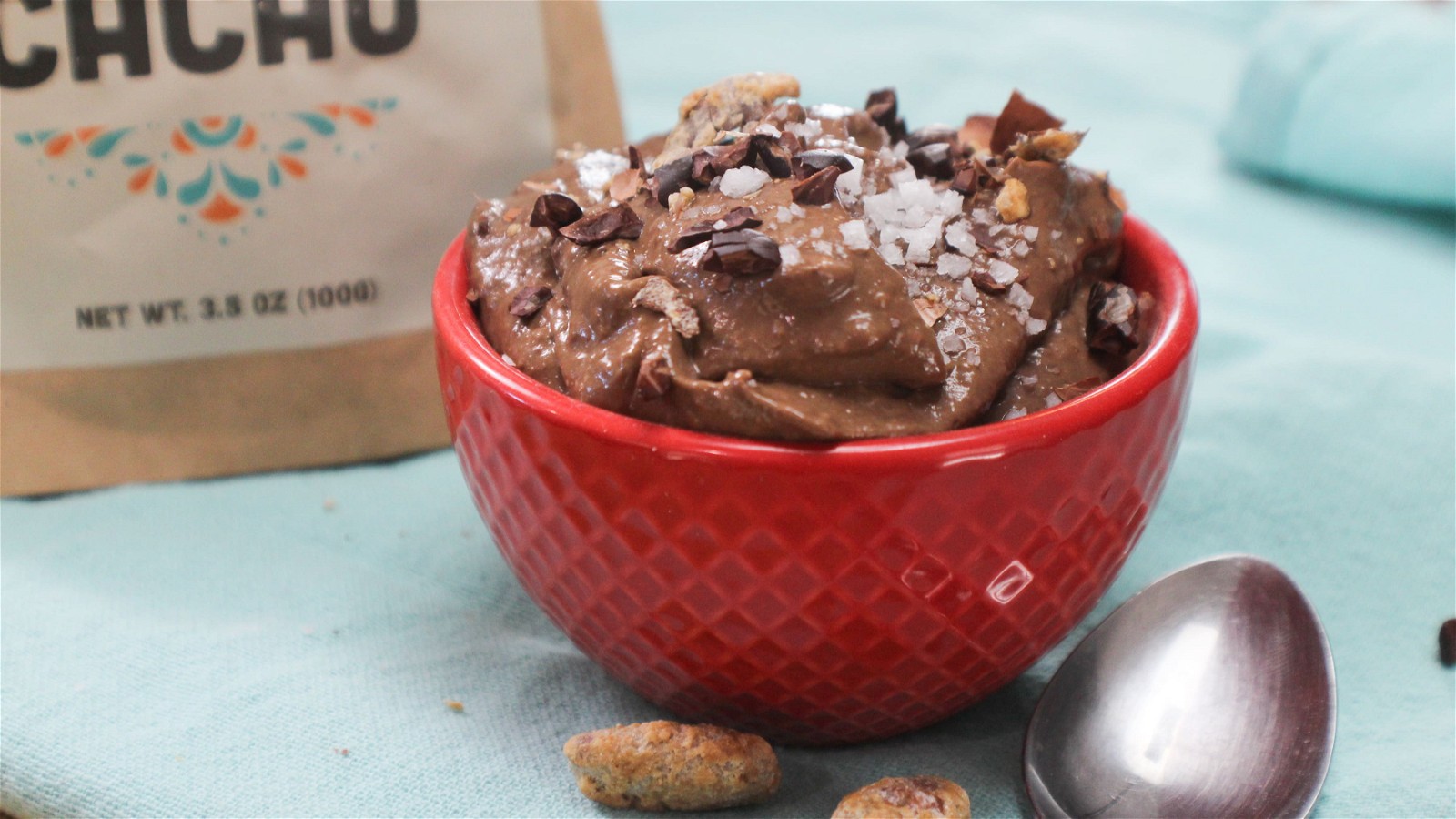 Image of SALTED CHOCOLATE AVOCADO PUDDING WITH CARAMELIZED CACAO