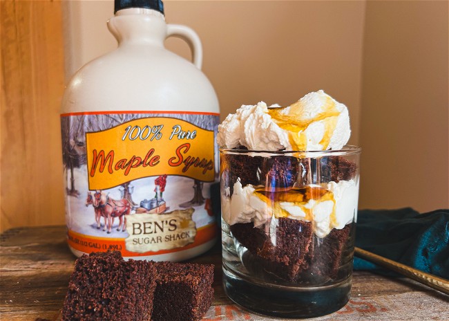 Image of Maple Mascarpone Whipped Cream and Chocolate Stout Cake Parfaits