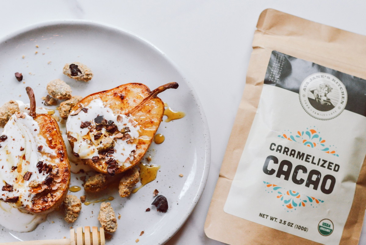 CINNAMON-BAKED PEARS WITH COCONUT CREAM