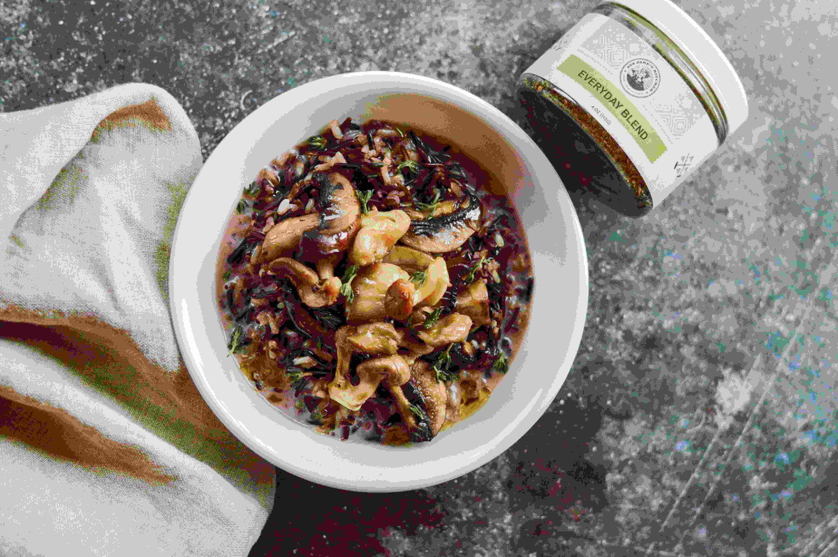SLOW COOKED WILD RICE SOUP WITH FOREST MUSHROOMS