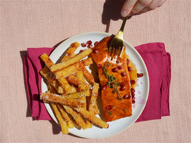 Image of Moroccan Salmon with Chickpea Frites Recipe
